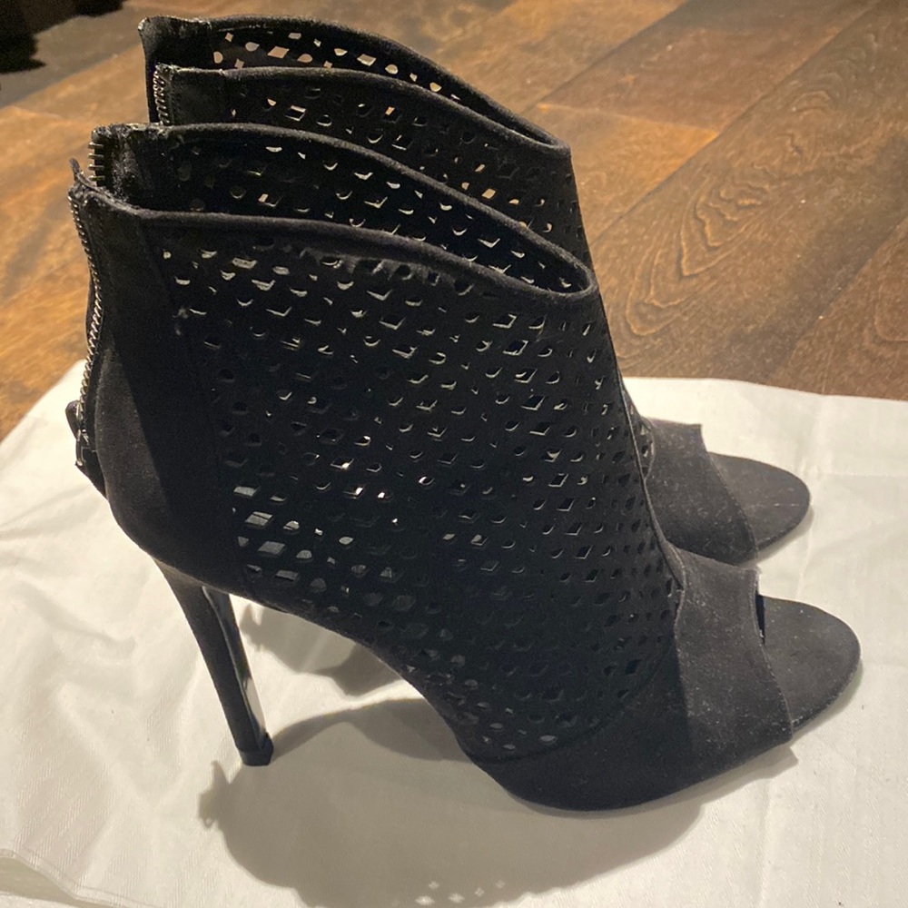 Zara perforated black peep toe booties size 38